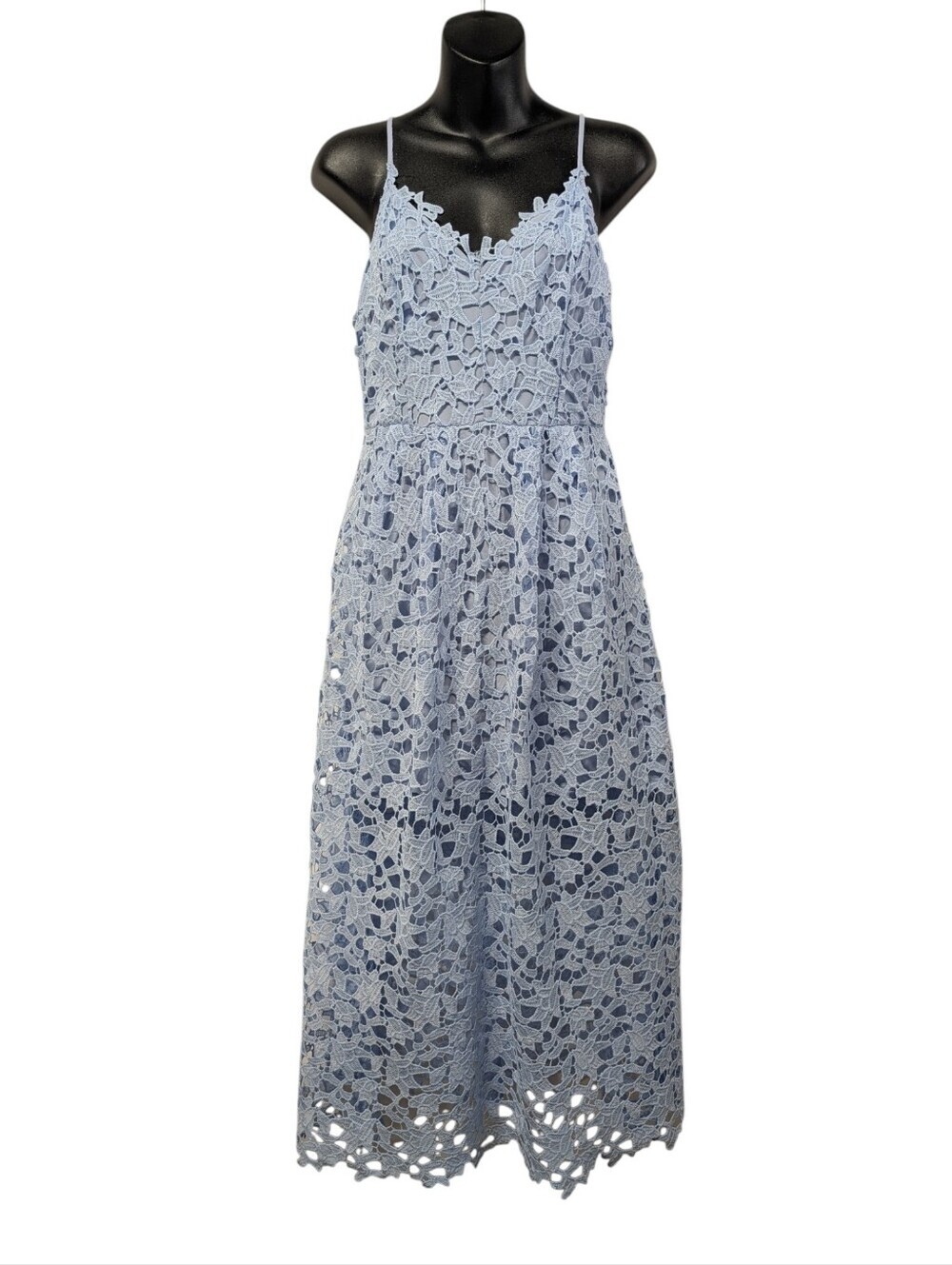 ASTR The Label Light Blue Lace Midi Dress Size L Spaghetti Strap Lined